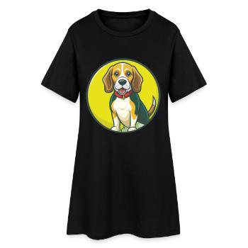 Beagle Hund Niedlich Kawaii Cartoon Clipart Haustier Tier - Frauen T-Shirt-Kleid - Schwarz - Vorne