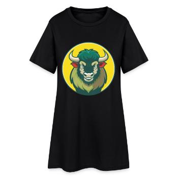Buffalo Cute Kawaii Cartoon Clipart Pet Animal - Women’s T-Shirt Dress - black - Front
