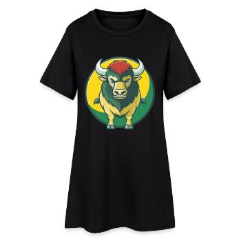 Bison mignon kawaii dessin animé Clipart animal de compagnie - Robe T-shirt Femme - noir - Devant