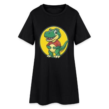 Dinosaur Cute Kawaii Cartoon Clipart Pet Animal - Women’s T-Shirt Dress - black - Front