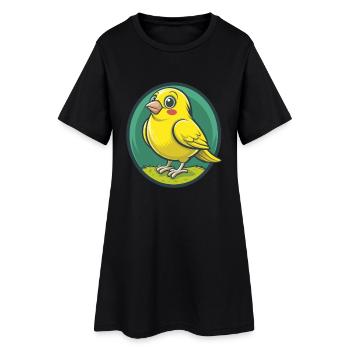 Canari Oiseau Mignon Kawaii Dessin animé Clipart Animal de compagnie - Robe T-shirt Femme - noir - Devant