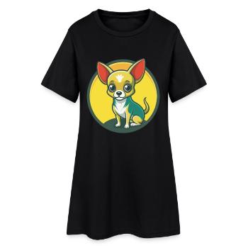 Chihuahua chien mignon Kawaii dessin animé Clipart Animal - Robe T-shirt Femme - noir - Devant