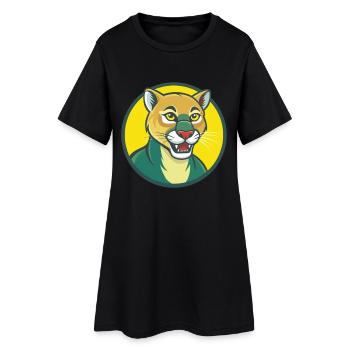 Cougar mignon Kawaii dessin animé Clipart Animal de compagnie - Robe T-shirt Femme - noir - Devant