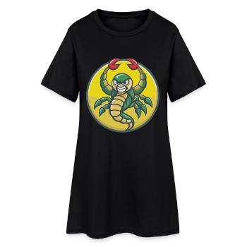 Scorpion Mignon Kawaii Dessin animé Clipart Animal de compagnie - Robe T-shirt Femme - noir - Devant