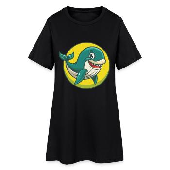 Blue whale Cute Kawaii Cartoon Clipart Pet Animal - Women’s T-Shirt Dress - black - Front