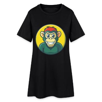 Bonobo Cute Kawaii Cartoon Clipart Pet Animal - Women’s T-Shirt Dress - black - Front