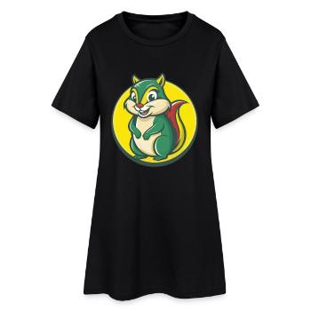 Chipmunk Cute Kawaii Cartoon Clipart Pet Animal - Women’s T-Shirt Dress - black - Front