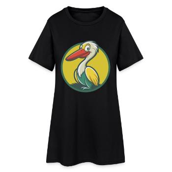 Storch Niedliche Kawaii Cartoon Clipart Haustier Tier - Frauen T-Shirt-Kleid - Schwarz - Vorne