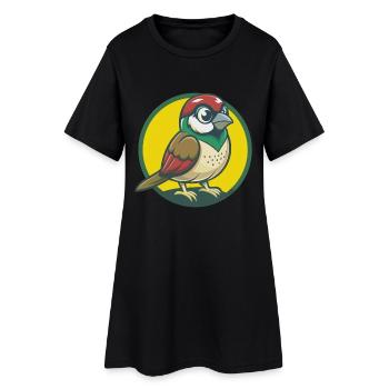 Spatz Niedlich Kawaii Cartoon Clipart Haustier Tier - Frauen T-Shirt-Kleid - Schwarz - Vorne
