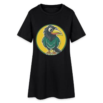 corbeau mignon Kawaii dessin animé Clipart animal de compagnie - Robe T-shirt Femme - noir - Devant