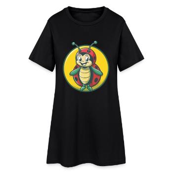 Ladybug Cute Kawaii Cartoon Clipart Pet Animal - Women’s T-Shirt Dress - black - Front