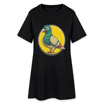 Pigeon Mignon Kawaii Dessin animé Clipart Animal de compagnie - Robe T-shirt Femme - noir - Devant