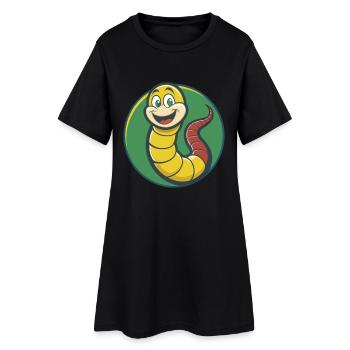 Ver de terre mignon Kawaii dessin animé Clipart Animal de compagnie - Robe T-shirt Femme - noir - Devant