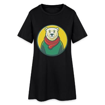ours polaire mignon kawaii dessin animé clipart animal de compagnie - Robe T-shirt Femme - noir - Devant