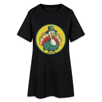 Turquie Mignon Kawaii Dessin animé Clipart Animal de compagnie - Robe T-shirt Femme - noir - Devant