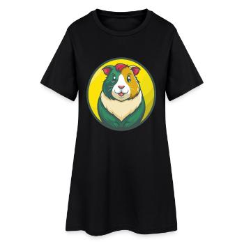 Cochon d’Inde Mignon Kawaii Dessin animé Clipart Animal de compagnie - Robe T-shirt Femme - noir - Devant