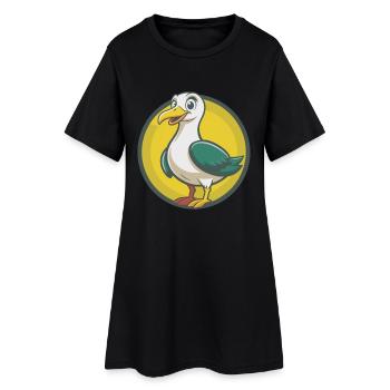 Mouette Mignon Kawaii Dessin animé Clipart Animal de compagnie - Robe T-shirt Femme - noir - Devant