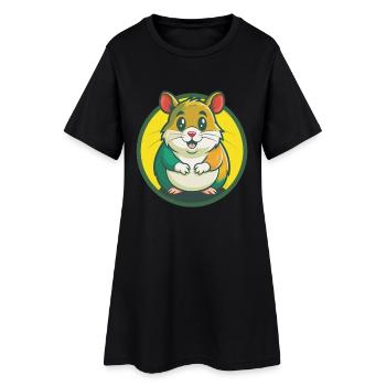 Hamster mignon Kawaii dessin animé Clipart Animal de compagnie - Robe T-shirt Femme - noir - Devant