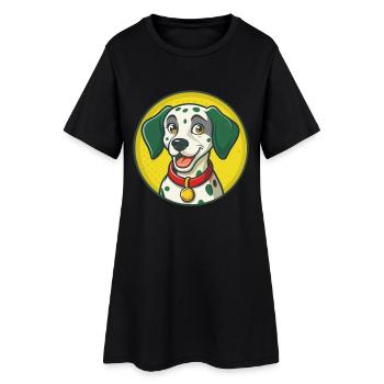 Chien Dalmatien Mignon Kawaii Dessin animé Clipart Animal - Robe T-shirt Femme - noir - Devant