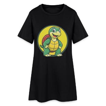 tortue mignon kawaii dessin animé clipart animal de compagnie - Robe T-shirt Femme - noir - Devant