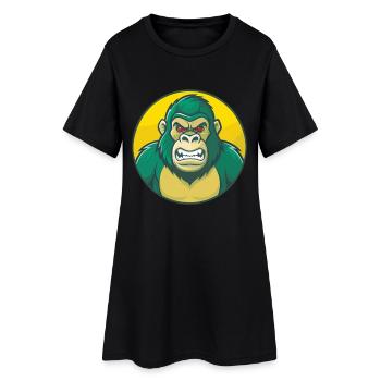 Gorille mignon kawaii dessin animé Clipart animal de compagnie - Robe T-shirt Femme - noir - Devant