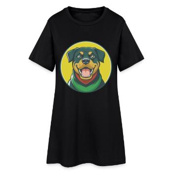 Rottweiler chien mignon Kawaii dessin animé Clipart Animal - Robe T-shirt Femme - noir - Devant