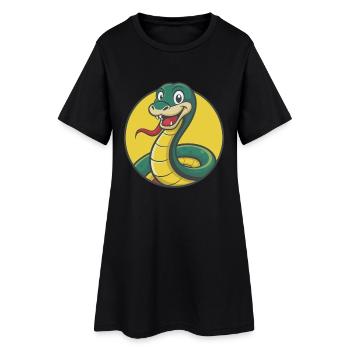 Serpent Mignon Kawaii Dessin animé Clipart Animal de compagnie - Robe T-shirt Femme - noir - Devant