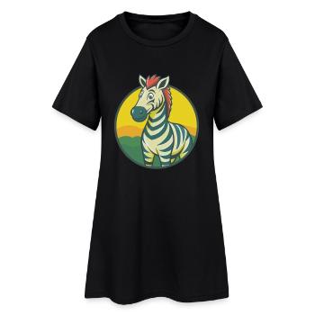 zèbre mignon kawaii dessin animé clipart animal de compagnie - Robe T-shirt Femme - noir - Devant