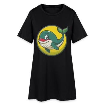 baleine mignon Kawaii dessin animé Clipart animal de compagnie - Robe T-shirt Femme - noir - Devant