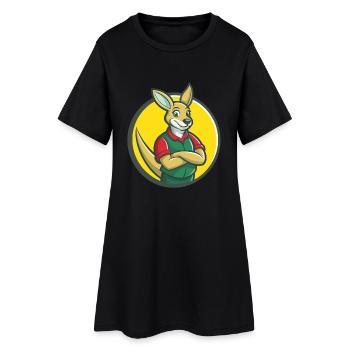 Kangaroo Cute Kawaii Cartoon Clipart Pet Animal - Women’s T-Shirt Dress - black - Front