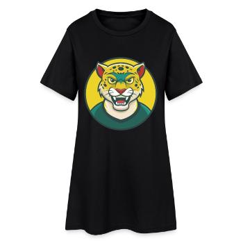 Jaguar Mignon Kawaii Dessin animé Clipart Animal de compagnie - Robe T-shirt Femme - noir - Devant