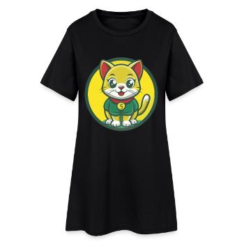chaton mignon kawaii dessin animé clipart animal de compagnie - Robe T-shirt Femme - noir - Devant