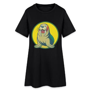 morse mignon kawaii dessin animé clipart animal de compagnie - Robe T-shirt Femme - noir - Devant