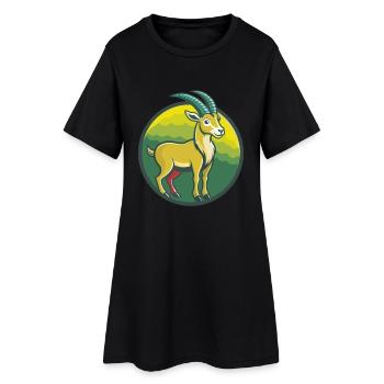 Bouquetin mignon Kawaii dessin animé Clipart animal de compagnie - Robe T-shirt Femme - noir - Devant
