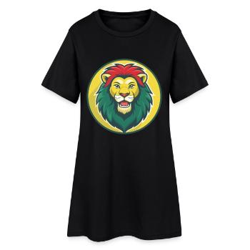 Lion mignon Kawaii dessin animé Clipart Animal de compagnie - Robe T-shirt Femme - noir - Devant