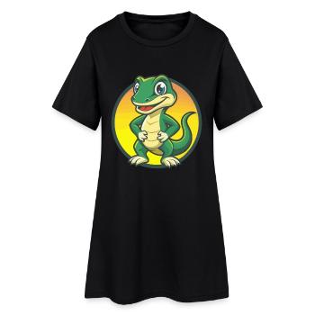 Eidechse Niedliche Kawaii Cartoon Clipart Haustier Tier - Frauen T-Shirt-Kleid - Schwarz - Vorne