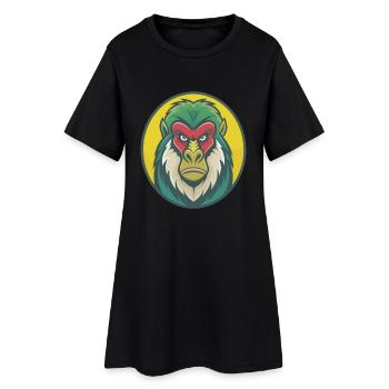 Mandrill mignon Kawaii dessin animé Clipart Animal de compagnie - Robe T-shirt Femme - noir - Devant