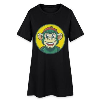 Monkey Cute Kawaii Cartoon Clipart Pet Animal - Women’s T-Shirt Dress - black - Front