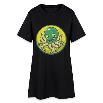 Octopus Cute Kawaii Cartoon Clipart Pet Animal - Women’s T-Shirt Dress - black - Front