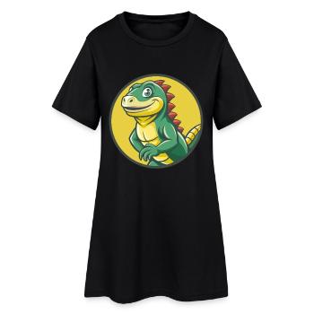 Iguane Mignon Kawaii Dessin animé Clipart Animal de compagnie - Robe T-shirt Femme - noir - Devant