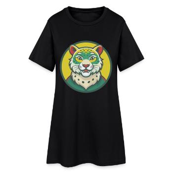 léopard des neiges mignon kawaii dessin animé clipart animal - Robe T-shirt Femme - noir - Devant