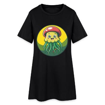 Méduse mignon Kawaii dessin animé Clipart Animal de compagnie - Robe T-shirt Femme - noir - Devant