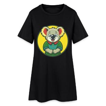 Koala mignon kawaii dessin animé Clipart Animal de compagnie - Robe T-shirt Femme - noir - Devant