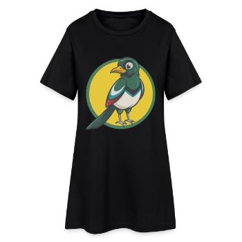 Magpie Cute Kawaii Cartoon Clipart Pet Animal - Women’s T-Shirt Dress - black - Front