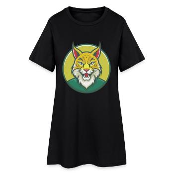 Luchs Niedliche Kawaii Cartoon Clipart Haustier Tier - Frauen T-Shirt-Kleid - Schwarz - Vorne