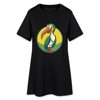 Ibis Niedliche Kawaii Cartoon Clipart Haustier Tier - Frauen T-Shirt-Kleid - Schwarz - Vorne