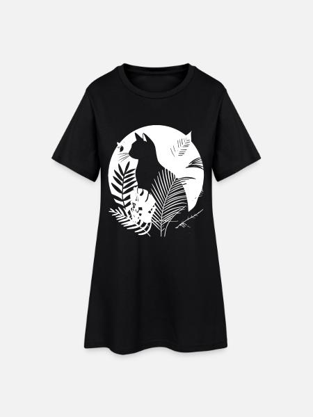 Katzen Illustration - Frauen T-Shirt-Kleid - Schwarz