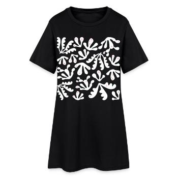 Abstrait Corail L Blanc Rose Pois - Robe T-shirt Femme - noir - Devant