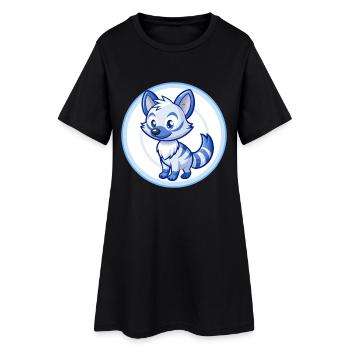 Aardwolf Bleu Kawaii Dessin Animé Personnage Clipart Animal de compagnie - Robe T-shirt Femme - noir - Devant