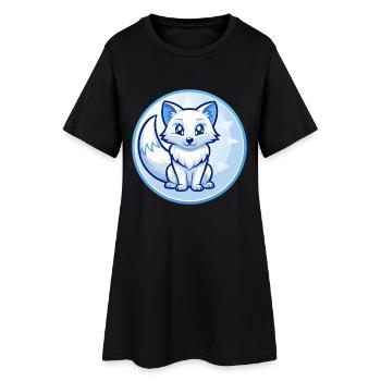 Polarfuchs Blau Kawaii Cartoon Figur Clipart - Frauen T-Shirt-Kleid - Schwarz - Vorne